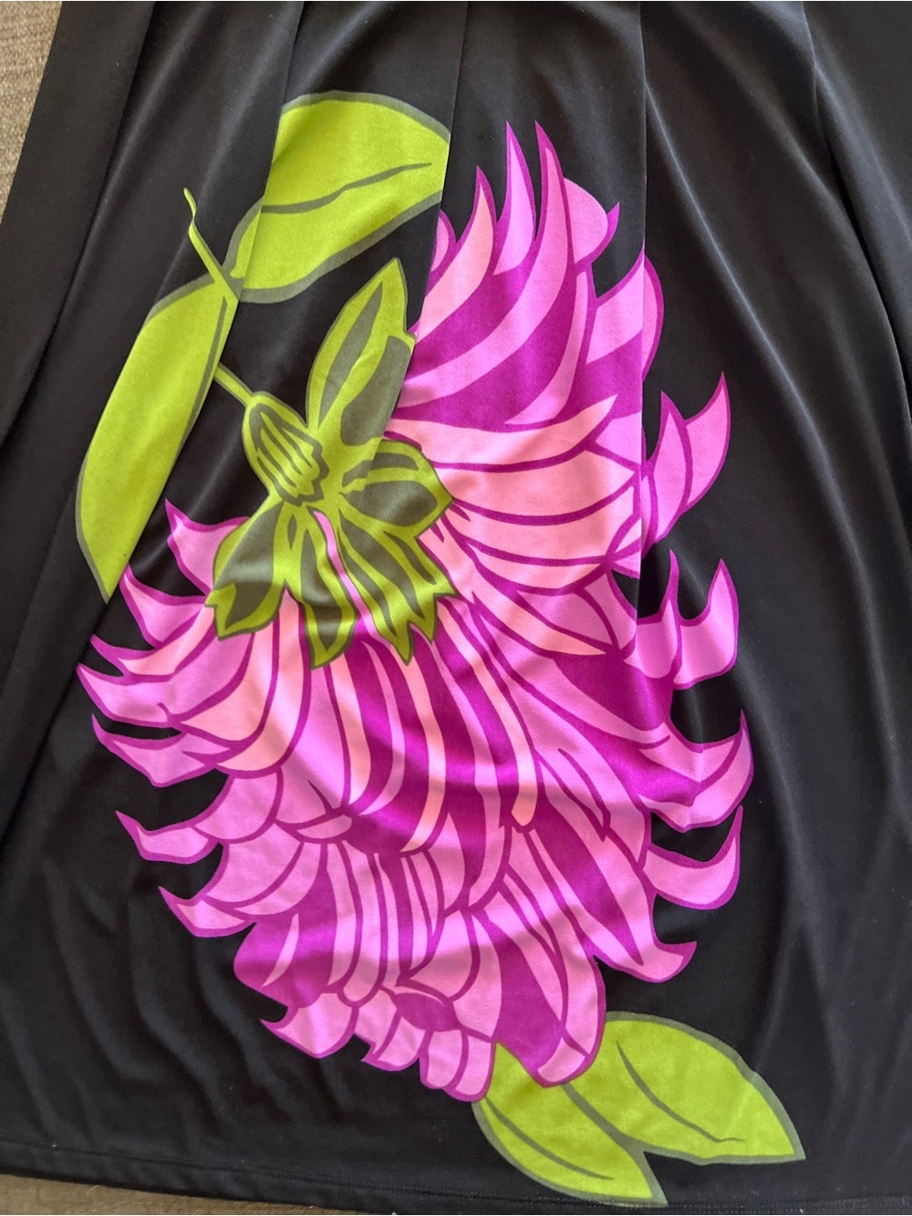 Y2K Strapless Black Dress with Pink & Green Floral Print Coastal Beachy Summer - Picture 4 of 11